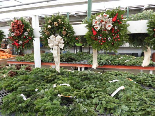 Custom-decorated Wreaths and Greens