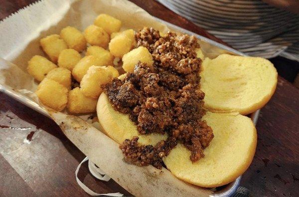 Sloppy Joe sliders with tots