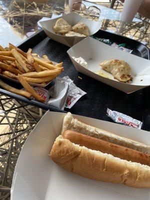 Delicious homemade fries, homemade pierogis, hotdogs and chili dogs!!!(were eaten too quickly to get a pic!)