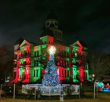 Denton Square, the historic Denton County Courthouse, decked out for Christmas!