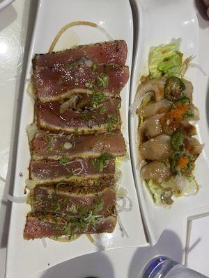 Peppered Tuna Tataki & Yellowtail Jalapeno