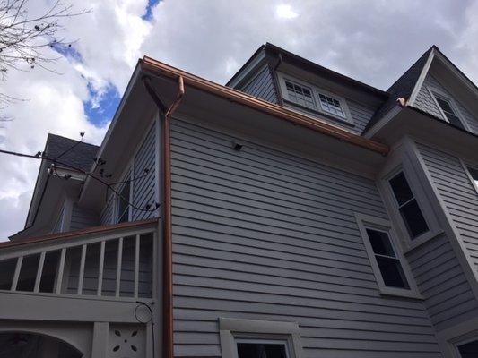 Beautiful copper work on a renovated Victorian home by the Hudson River in Nyack, NY