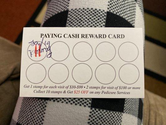 1/19/2023. Back side: cash reward card