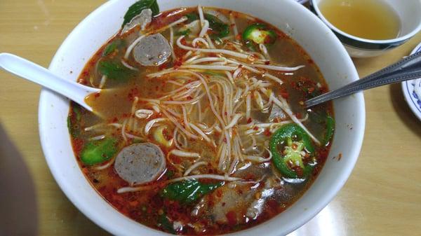 Large Rare Steak and Beef Brisket Pho add Beef Balls