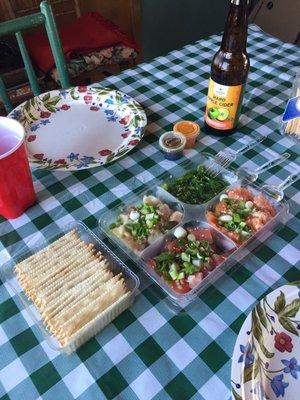 Poke platter and cider