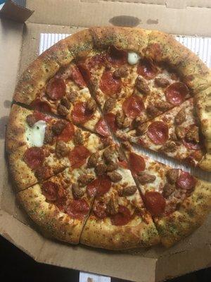 Large Stuffed Crust, Hut Favorite Crust, Pepperoni, Italian Sausage