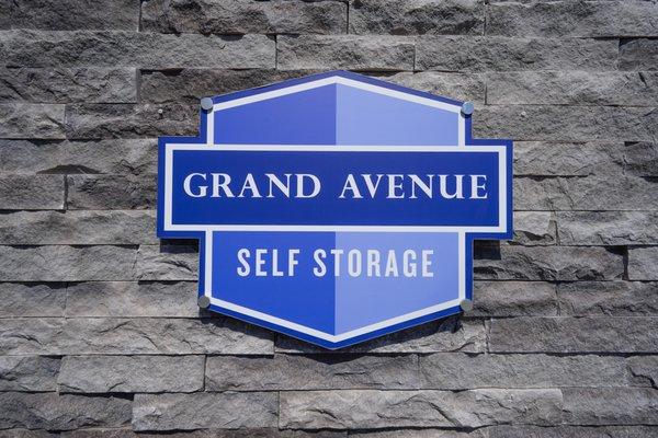 Monument sign for Grand Avenue Self Storage.