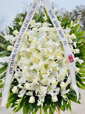 Funeral flowers design by cat tuong flowers. Express order please call us or text us at 714-342-5439.