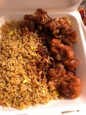 General Tso chicken and fried rice