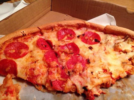 Greasiest pepperoni pizza ever?  We may have a winner.