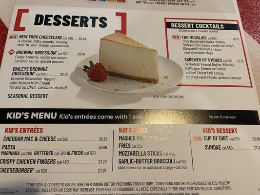 Dessert menu... because they take the dinner menu away and I have to try to remember the desserts;