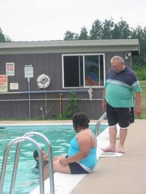 Enjoying the pool.