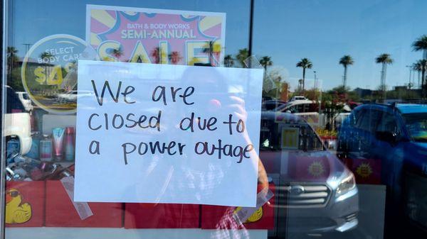 Closed from power outage