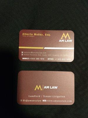 business card and contact info