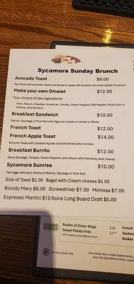 Brunch Menu