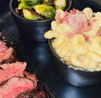 Hanger Steak*, Beer Mac & Cheese, Brussels Sprouts