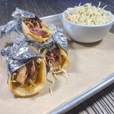 Pulled Pork Tacos & Coleslaw