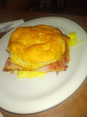 Ham, egg, and cheese biscuit.