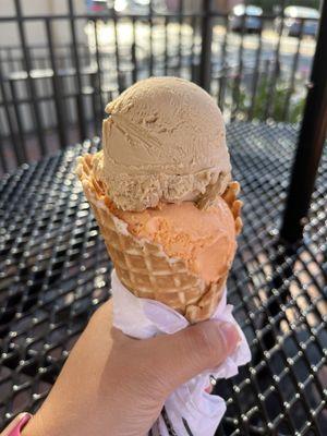 Small size (2 scoops) on a waffle cone