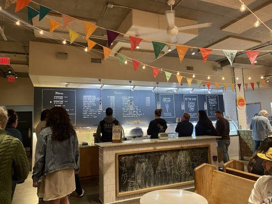 Interior of Jeni's Splendid ice cream at 10:30pm on a Saturday night