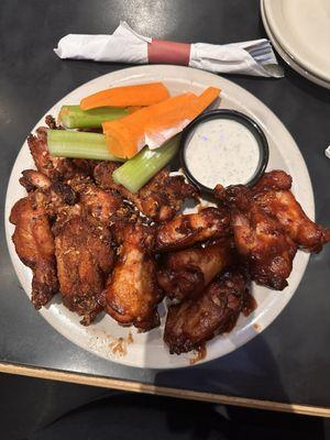 Cajun dry rub and hot bbq wings