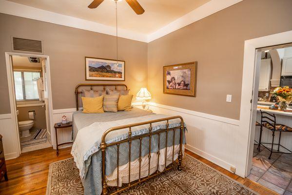 The Blenman Study or "innkeeper's suite" is a sweet room that has beautifully tiled shower & quiet private patio.