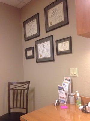 Exam room certificates