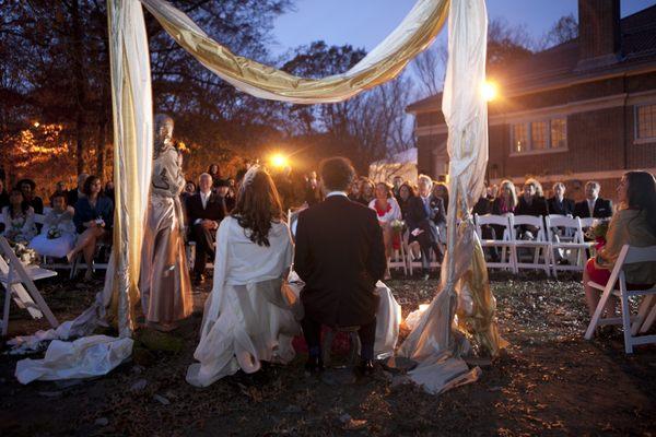 bride and groom in outdoor wedding