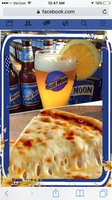 The Sunday special of $4 Blue Moon drafts and $4 pizzas...yum!!