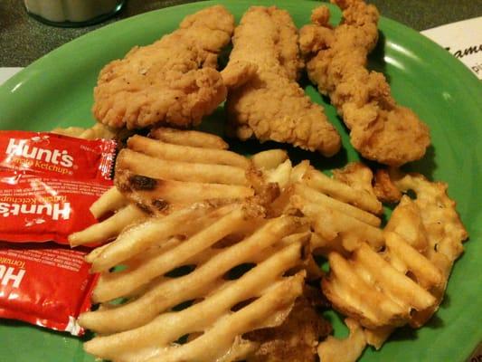 Kids Chicken Strip Meal with Waffle Fries.