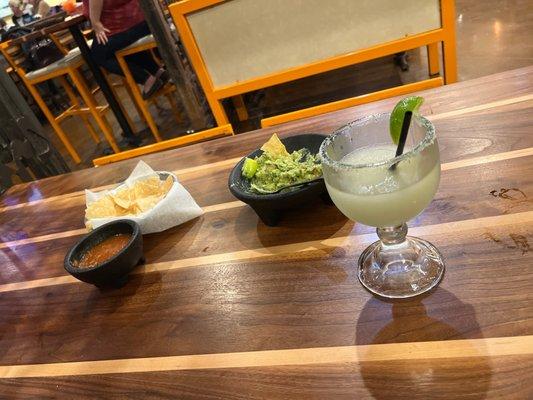 Chips and guacamole, coconut margarita. Couldn't wait for the picture first.