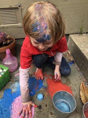 Messy art  is a big part of our school day.