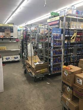 Empty shelves and full product carts are the norm.