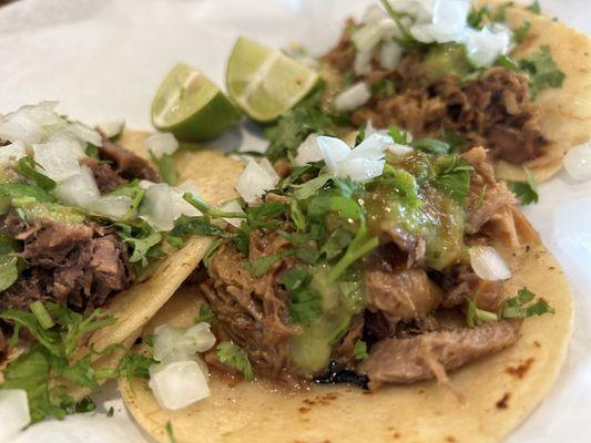 Lengua and carnitas