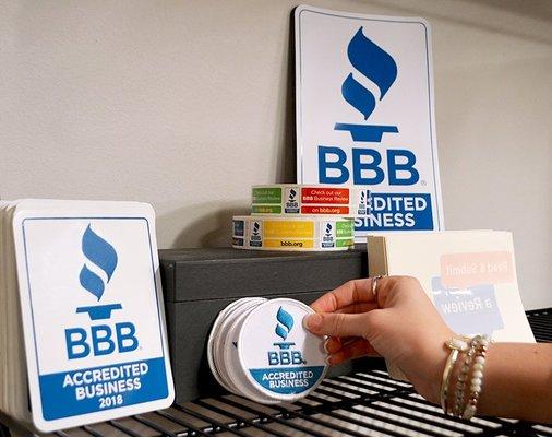 BBB A+ rating with over 75 5 star reviews