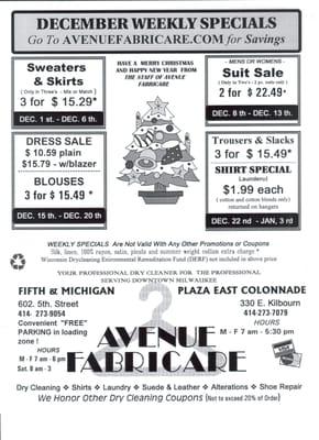 Specials for December