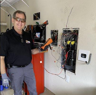 Mister Sparky Electrician Southlake working on electrical panel repair