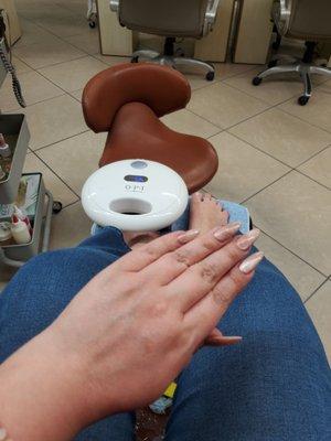 Full set and pedicure in process