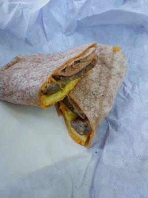 Sausage Cheese and Egg Breakfast Wrap