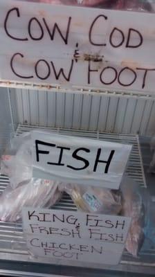 Cow cod, cow foot and fish