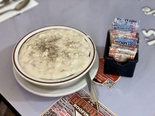 Friday clam chowder soup