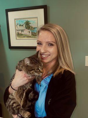 Logan holding Ollie right before his procedure to get neutered