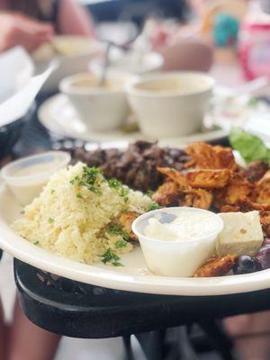 Chicken + beef shawarma plate