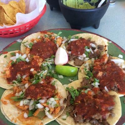 Chicken and beef tacos