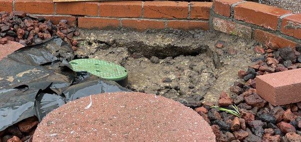 Sinkhole developed around clean out