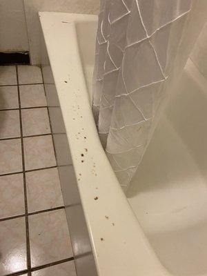 Cigarette burns on side of bathtub