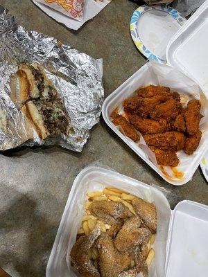 Philly, party wings & crack chicken.