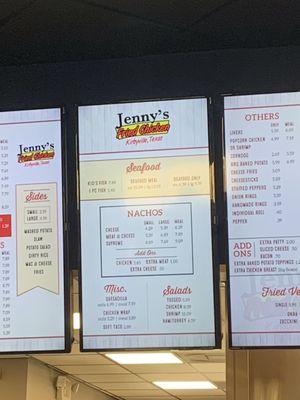 Jenny's new menu