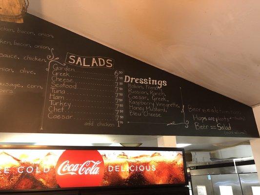 Salad menu