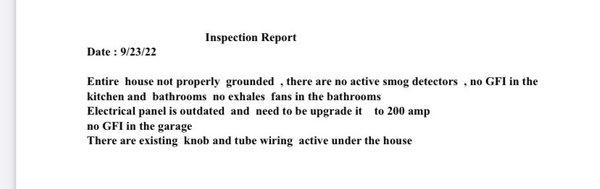 Electrical inspection report